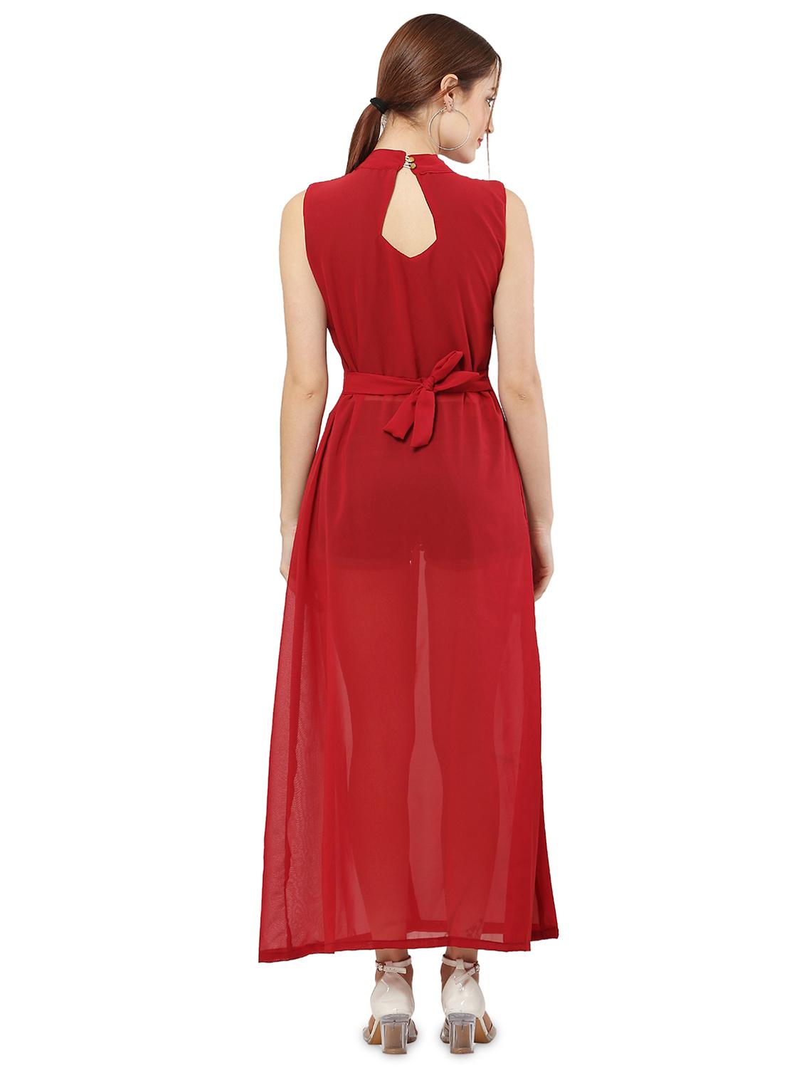 red solid fit & flare tunic - 20051748 - Standard Image - 2