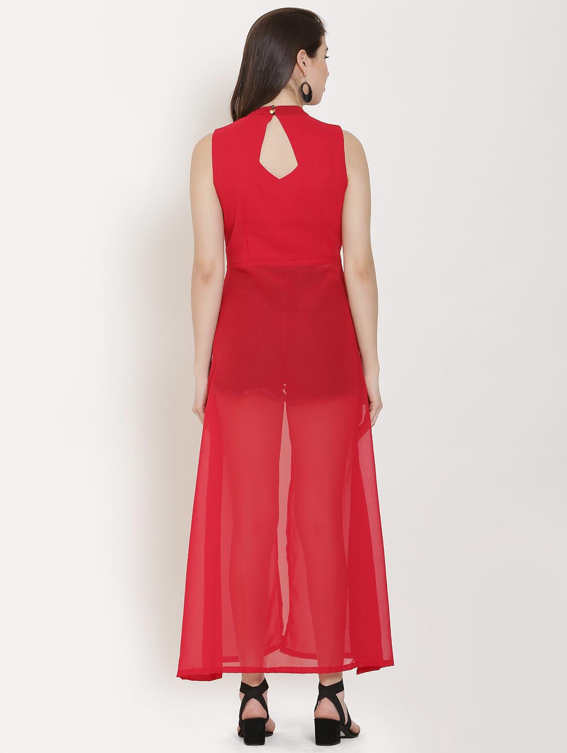 red solid fit & flare tunic - 20051769 - Standard Image - 2