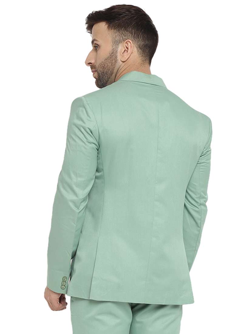 green cotton blend single breast blazer - 20051786 - Standard Image - 2