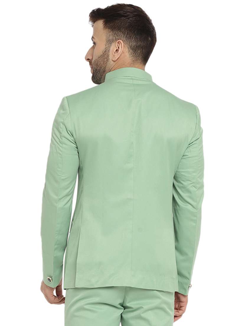 green cotton blend bandhgala - 20051787 -  Standard Image - 2