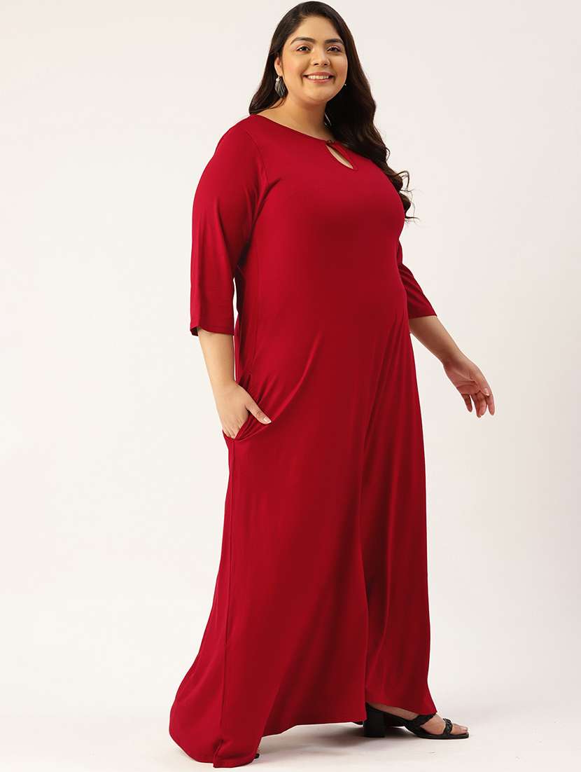 maroon viscose full leg  jumpsuit - 20051880 -  Standard Image - 2