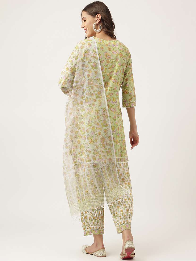 green kurta salwar set with dupatta - 20051896 -  Standard Image - 2