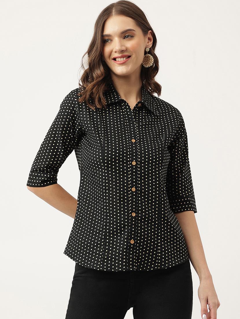 black polka dots regular shirt - 20051960 - Zoom Image - 0