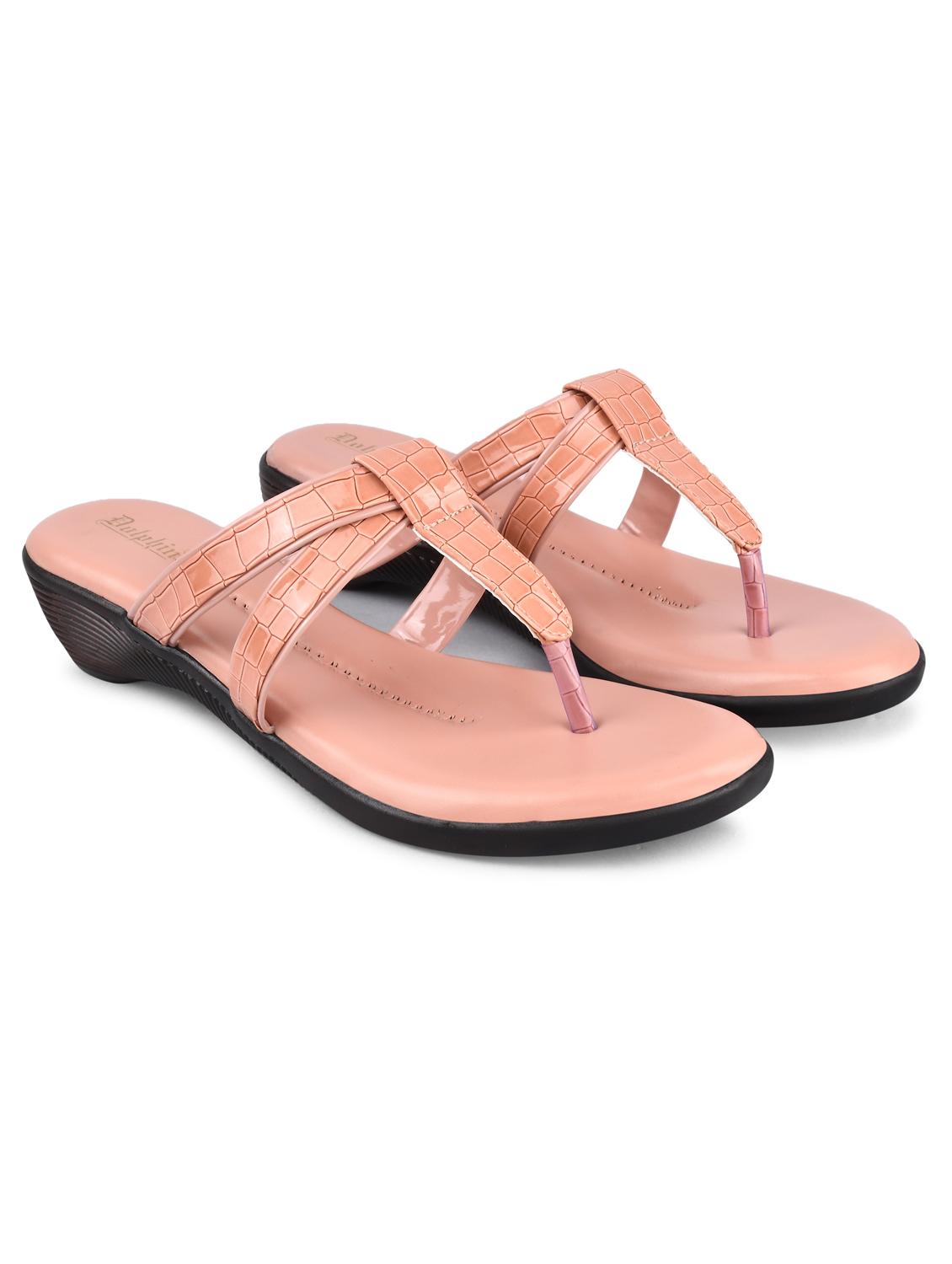 peach pu slip on sandals - 20052065 - Zoom Image - 0