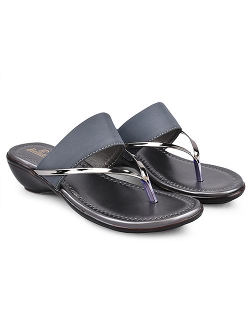 grey pu slip on sandals - 20052073 - Standard Image - 0