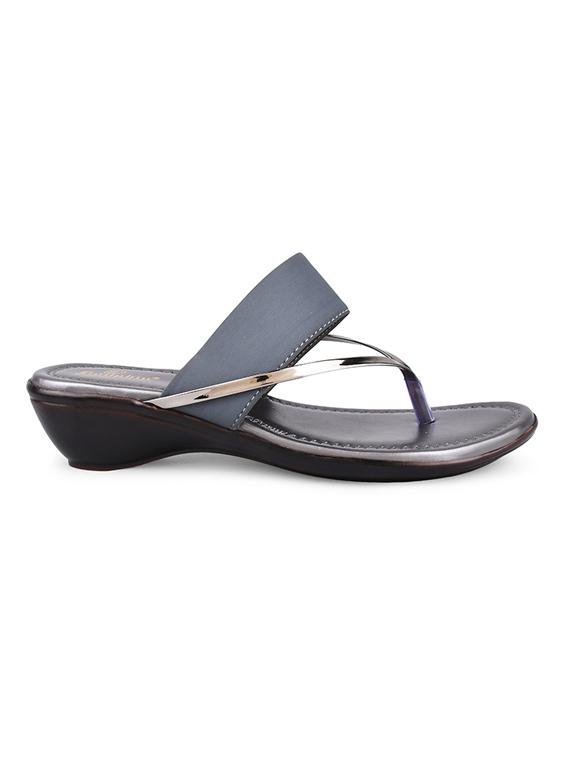 grey pu slip on sandals - 20052073 - Standard Image - 2