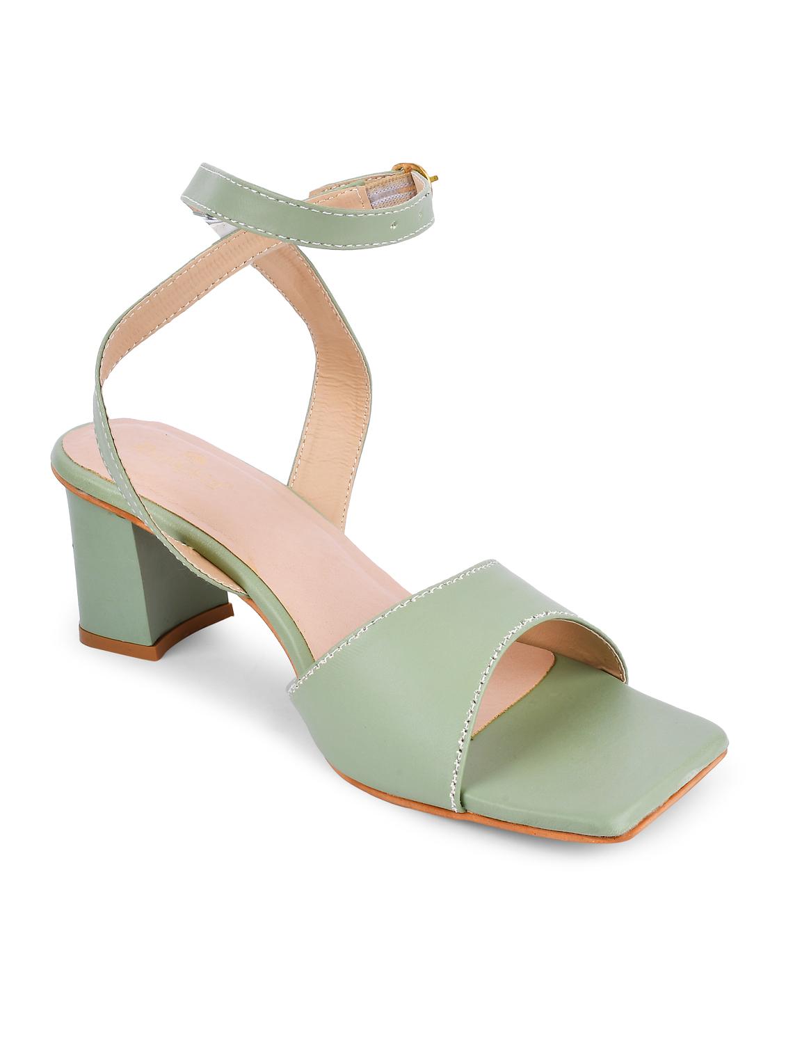 green pu ankle strap sandals - 20052075 - Standard Image - 2