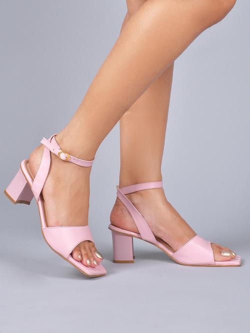 pink pu ankle strap sandals - 20052076 - Standard Image - 0