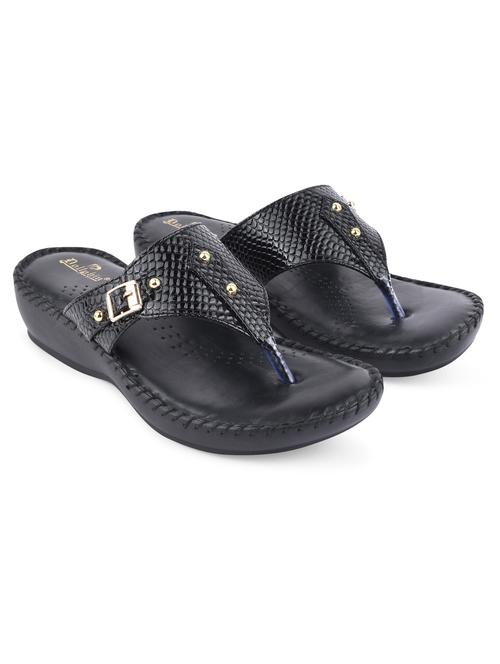 black pu slip on sandals - 20052084 - Standard Image - 0