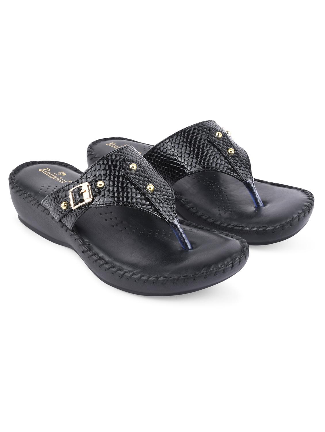 black pu slip on sandals - 20052084 - Zoom Image - 0