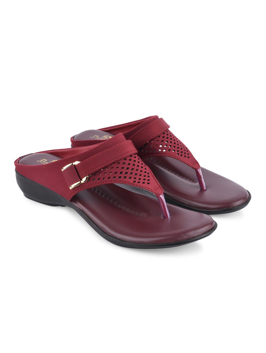 maroon pvc slip on sandals - 20052092 -  Zoom Image - 0