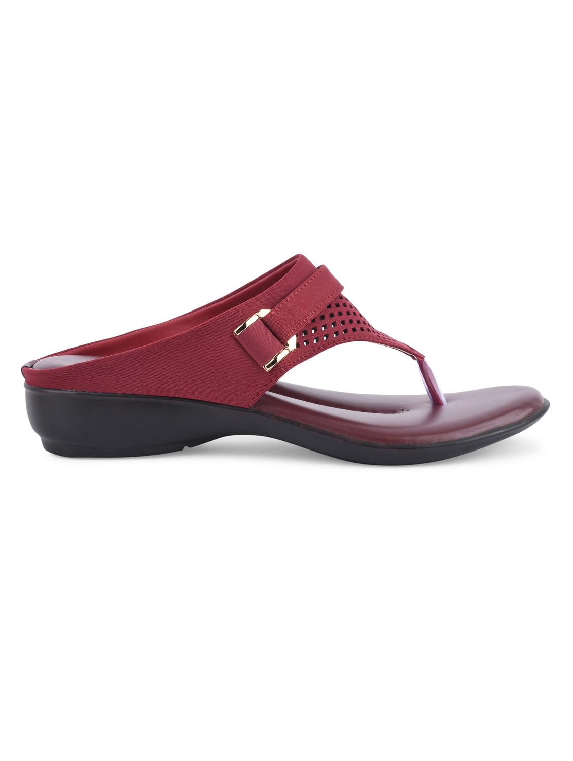 maroon pvc slip on sandals - 20052092 - Standard Image - 2