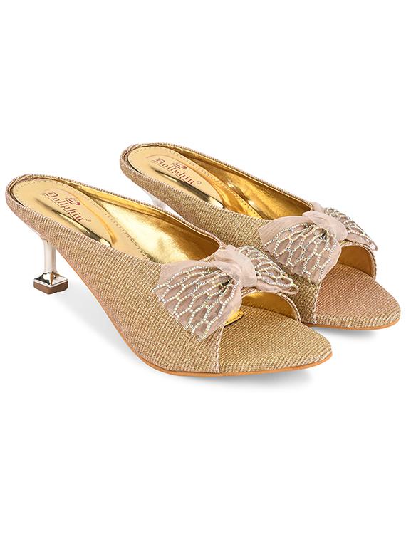 gold pu slip on sandals - 20052106 - Zoom Image - 0