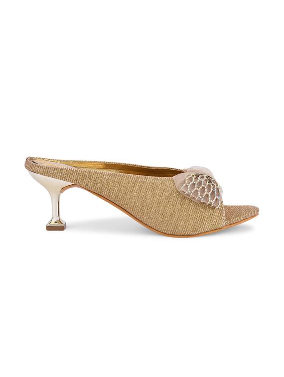 gold pu slip on sandals - 20052106 - Standard Image - 2