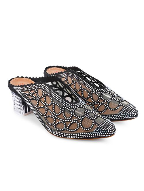 black pu mules - 20052107 -  Standard Image - 0