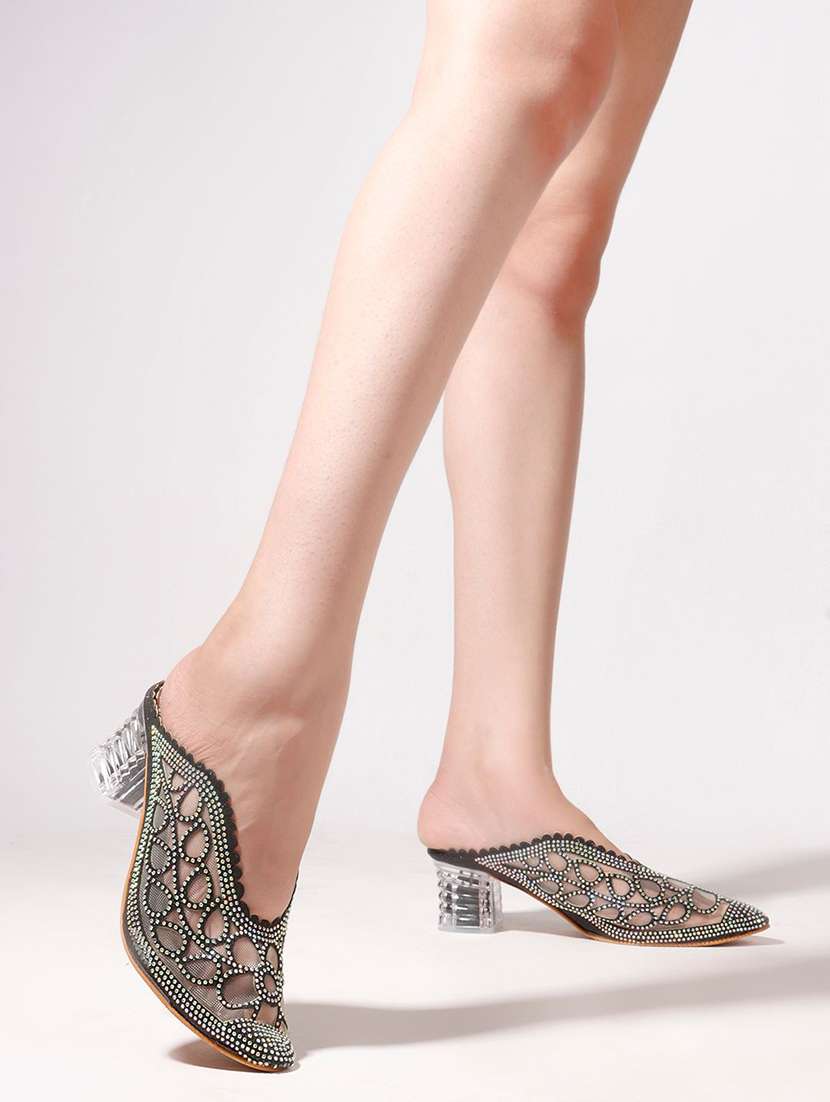 black pu mules - 20052107 -  Standard Image - 2