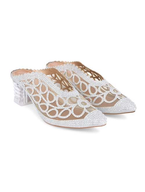 silver pu mules - 20052108 - Standard Image - 0