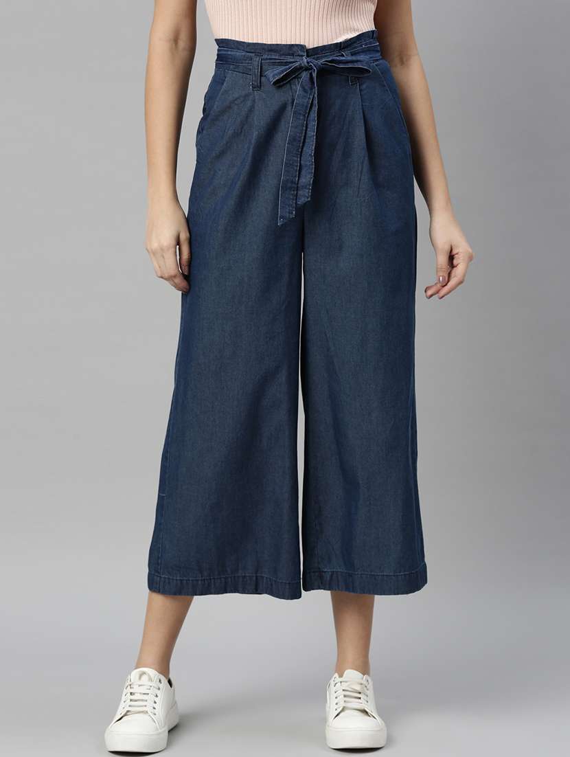 women's plain wide leg jeans