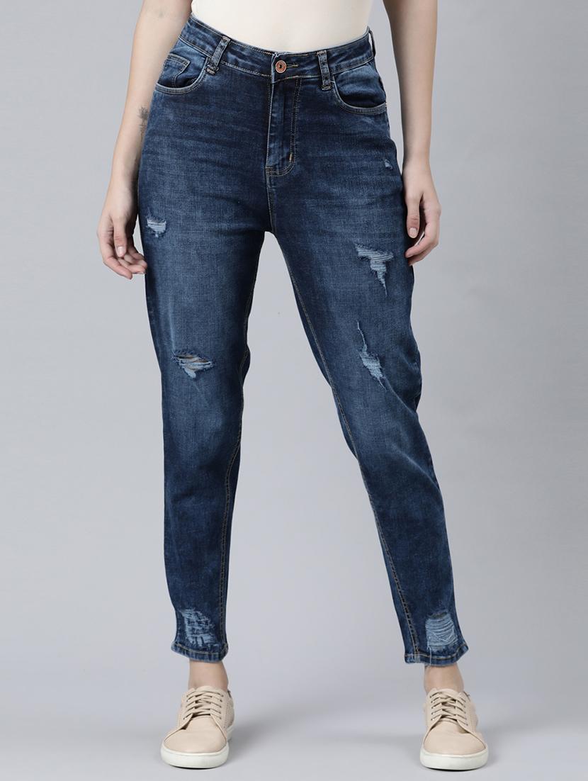 high rise distressed slim jeans - 20052154 - Zoom Image - 0