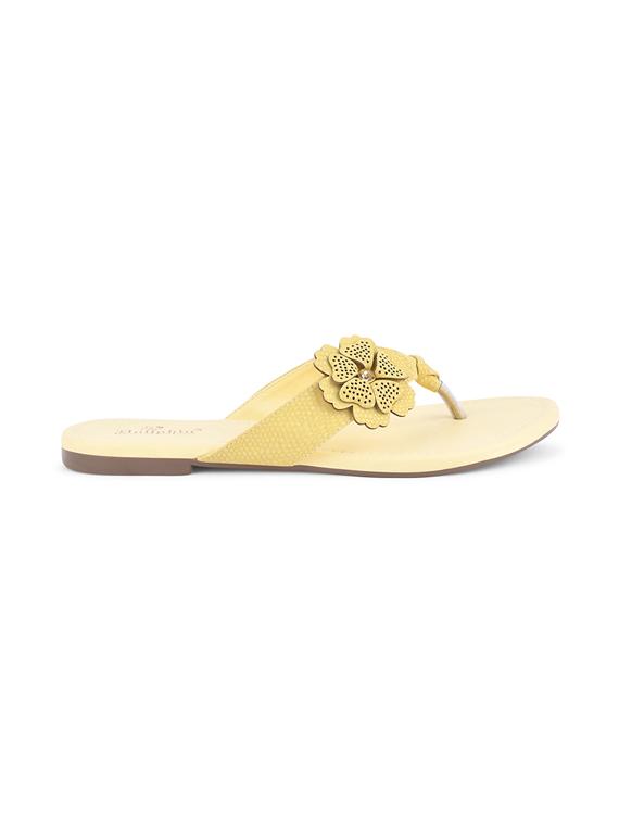 yellow pu slip on sandals - 20053036 - Standard Image - 2