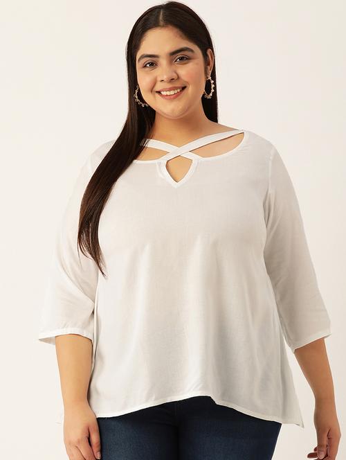 women's a line x neck top - 20053060 -  Standard Image - 0