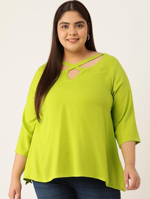 women's a line x neck top - 20053062 -  Standard Image - 0