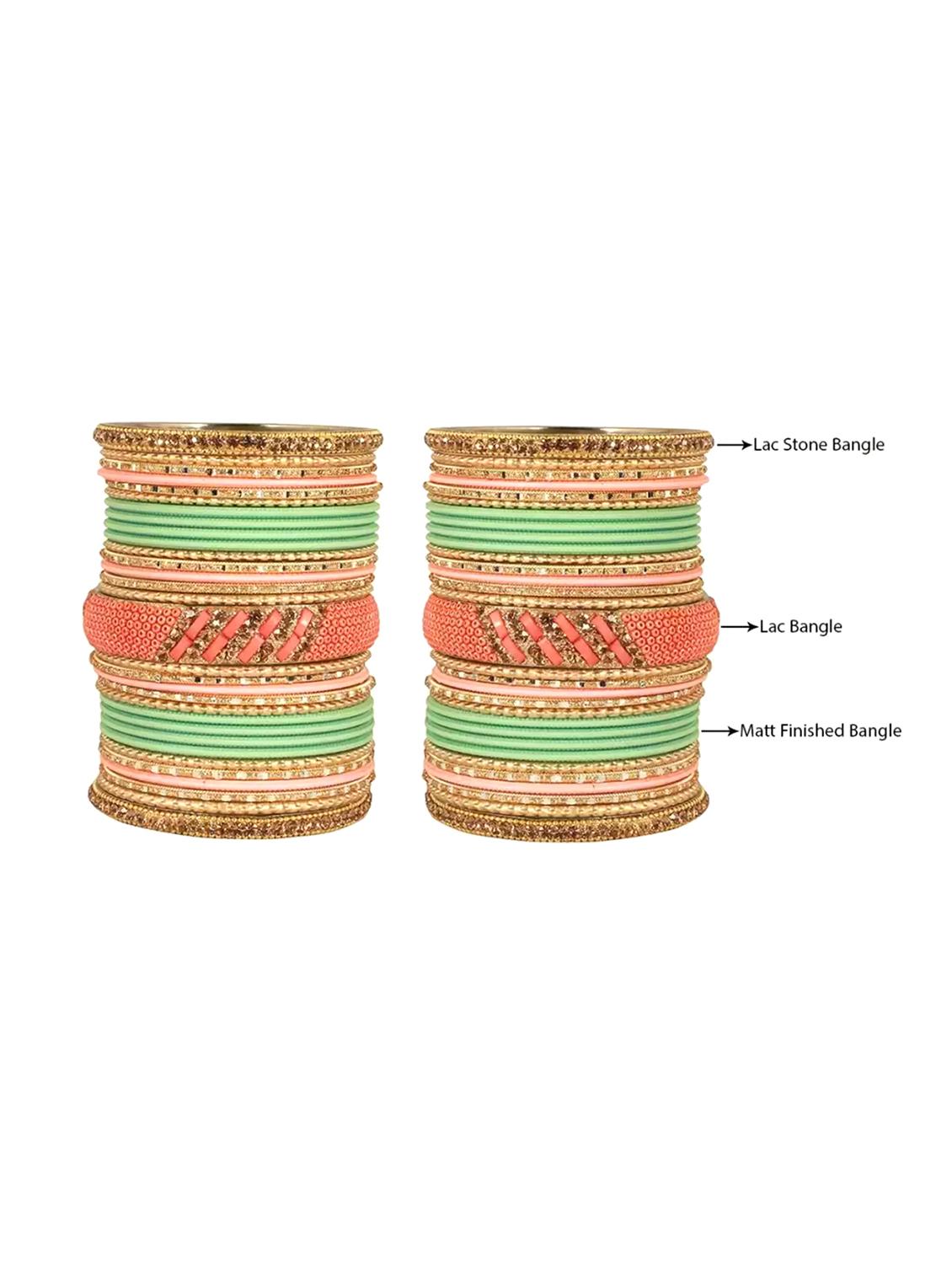 fullos beauty colorful lac matt metal bangles for women & girls - 20053823 - Standard Image - 2
