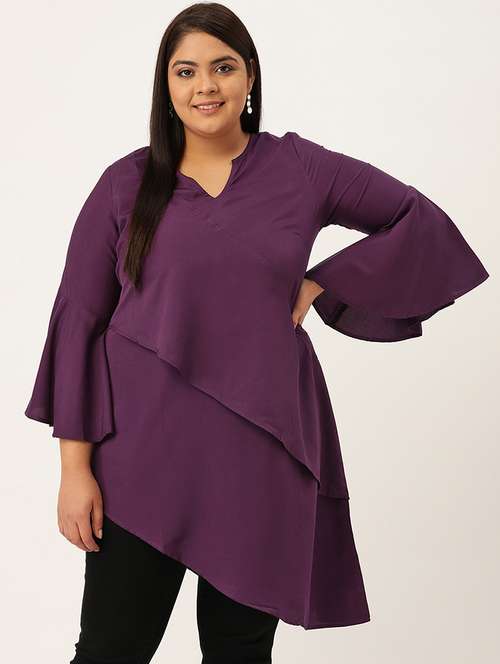 women's asymmetric v neck top - 20055651 - Standard Image - 0