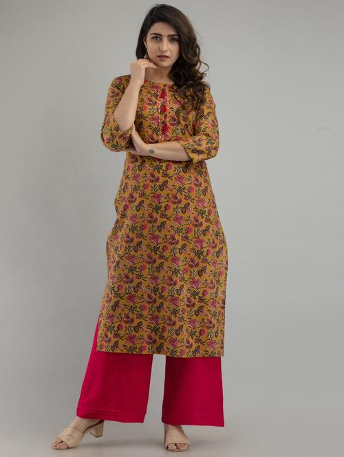 floral printed kurta palazzo set - 20055685 - Standard Image - 0