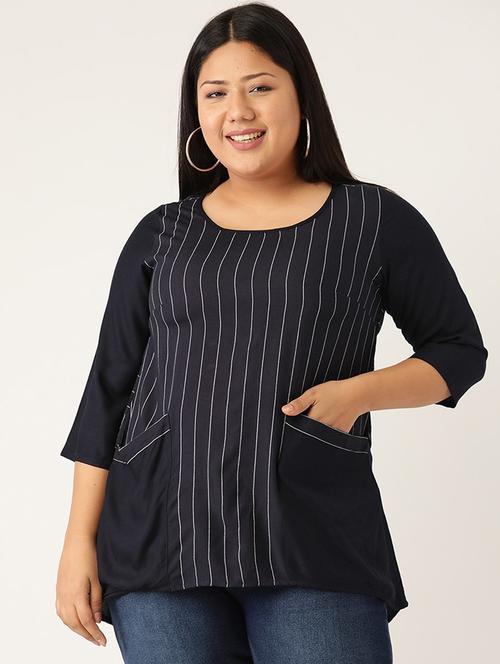 women's straight round neck top - 20055687 - Standard Image - 0