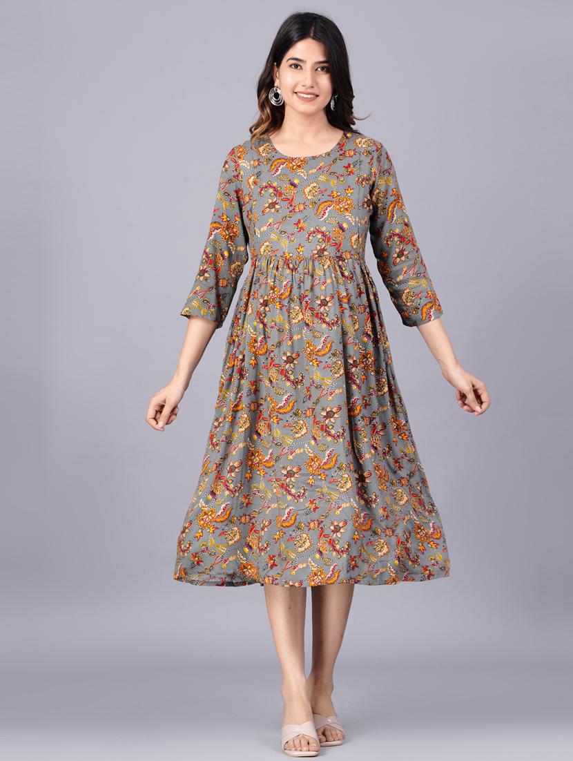 maternity printed flared kurta - 20055698 - Standard Image - 2
