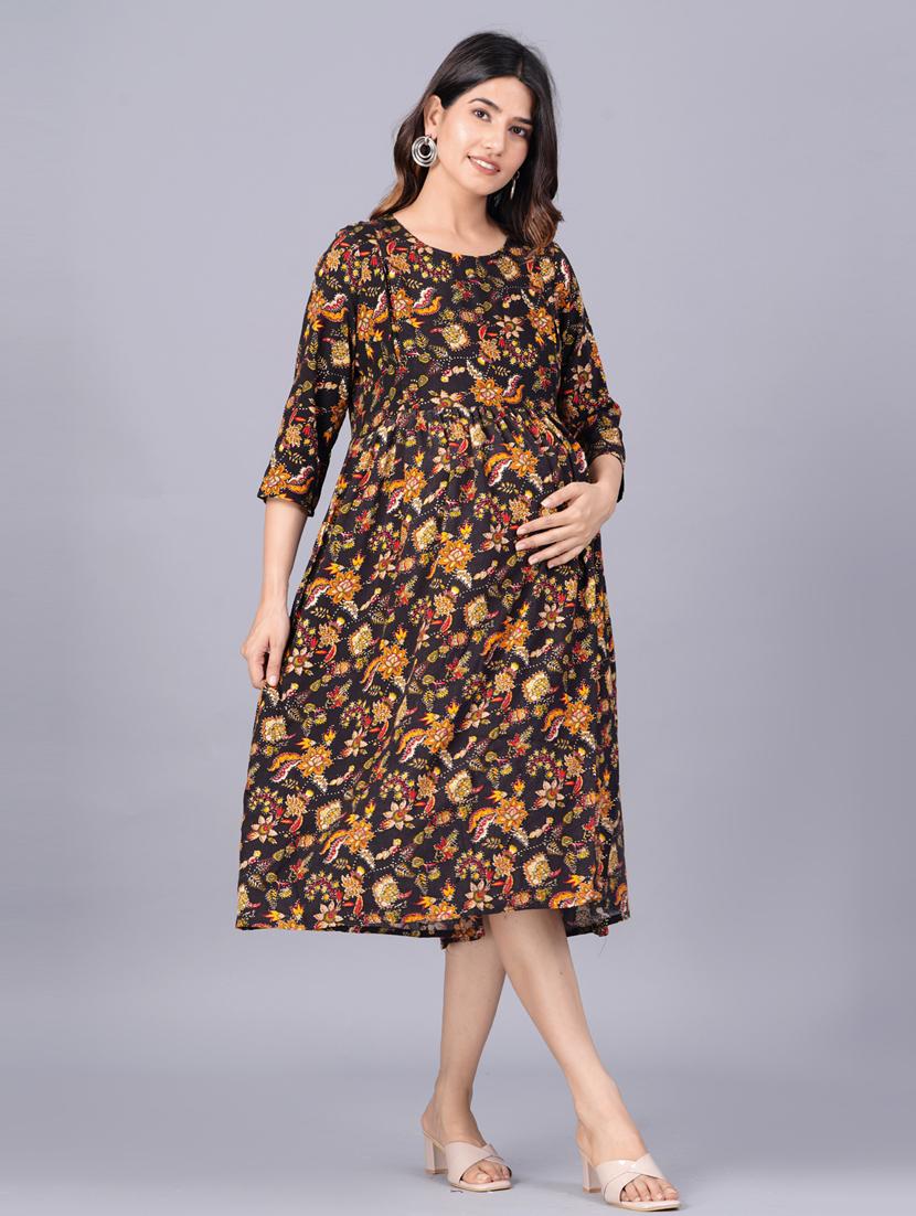 maternity printed flared kurta - 20055699 - Standard Image - 2