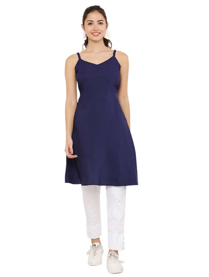 navy blue crepe a-line tunic - 20056076 - Zoom Image - 0