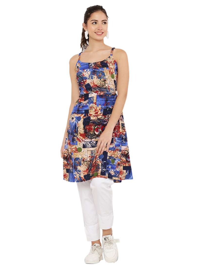 multi colored crepe aline tunic