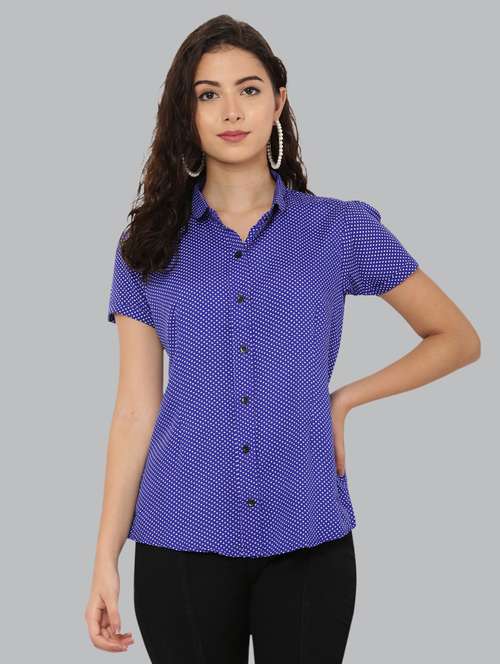 blue crepe regular shirt - 20056081 -  Standard Image - 0