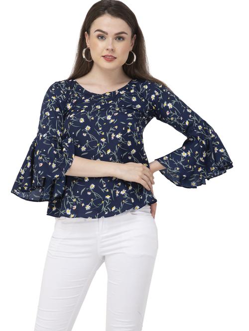 women's straight round neck top - 20056090 - Standard Image - 0