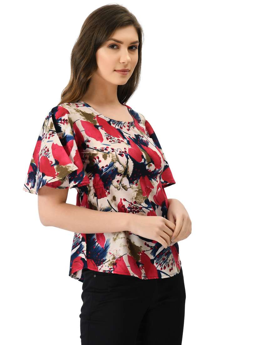 women's straight round neck top - 20056102 -  Standard Image - 2