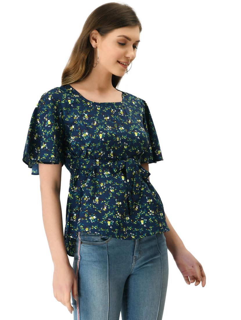 women's peplum round neck top - 20056103 - Standard Image - 2
