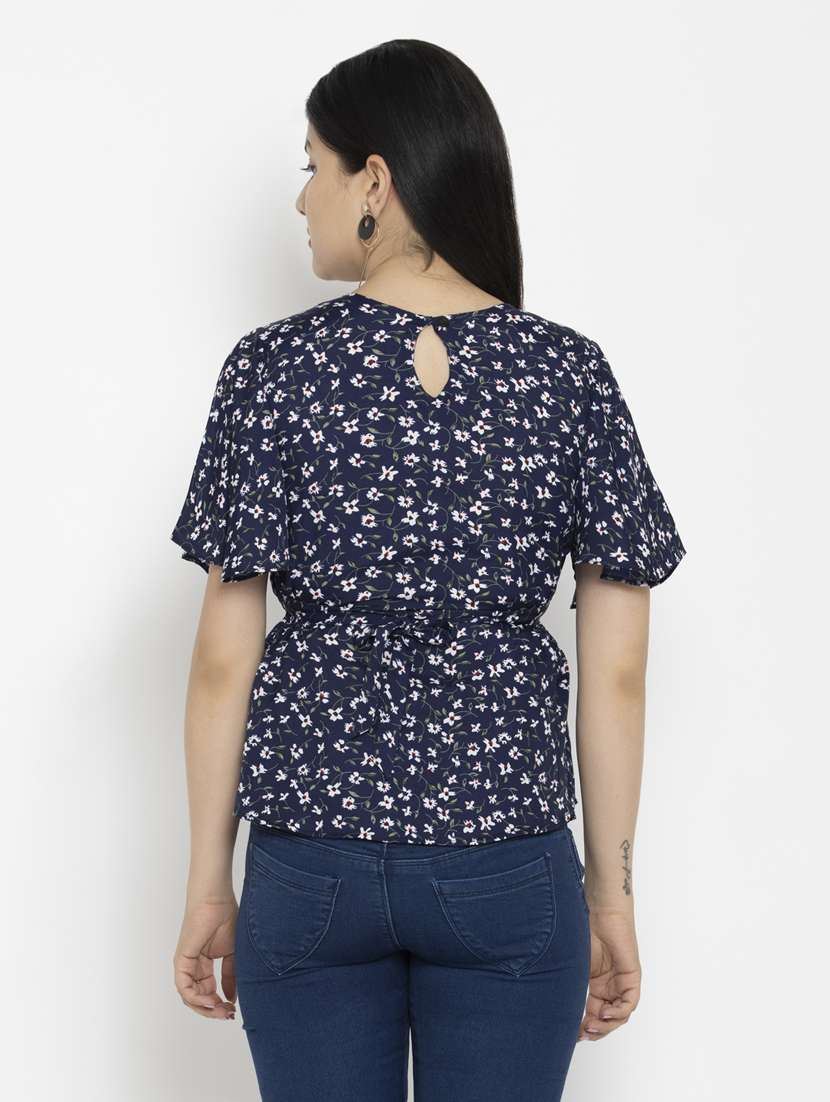 women's peplum round neck top - 20056105 -  Standard Image - 2