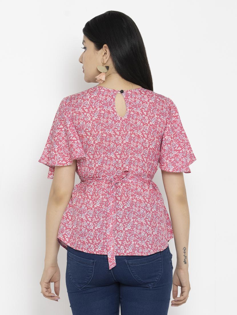 women's peplum round neck top - 20056108 - Standard Image - 2