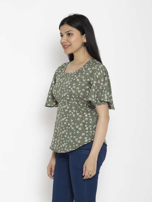 women's peplum round neck top - 20056109 - Standard Image - 0
