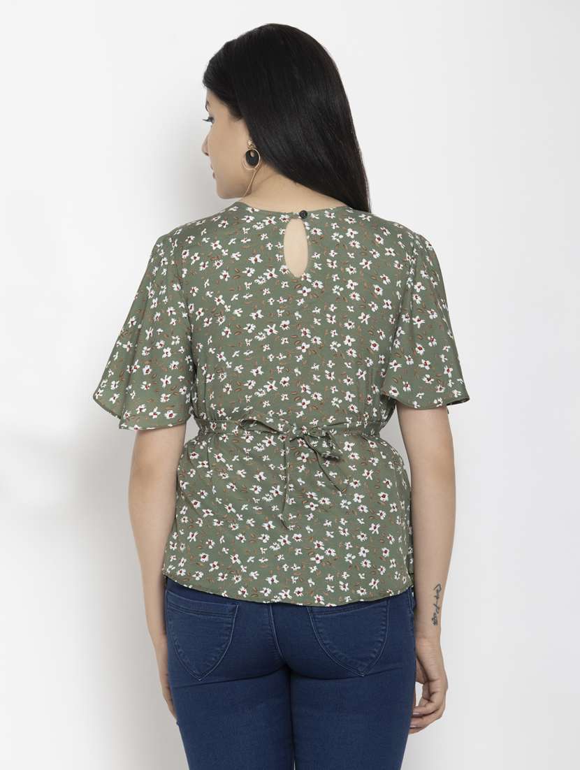 women's peplum round neck top - 20056109 - Standard Image - 2