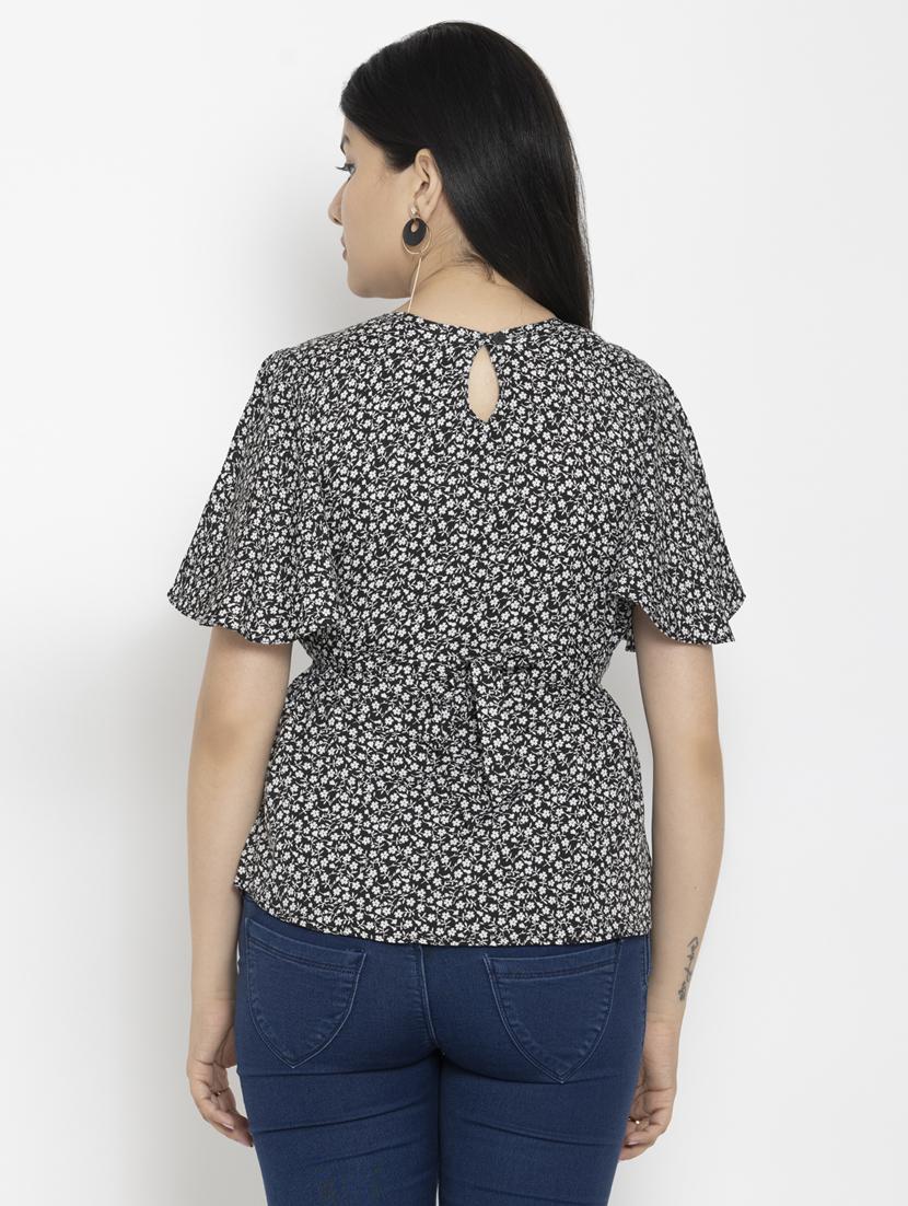 women's peplum round neck top - 20056110 - Standard Image - 2