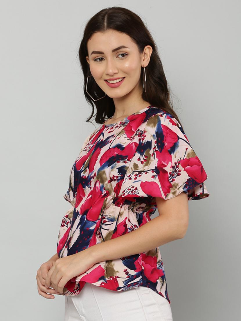 women's high-low round neck top - 20056112 - Standard Image - 2