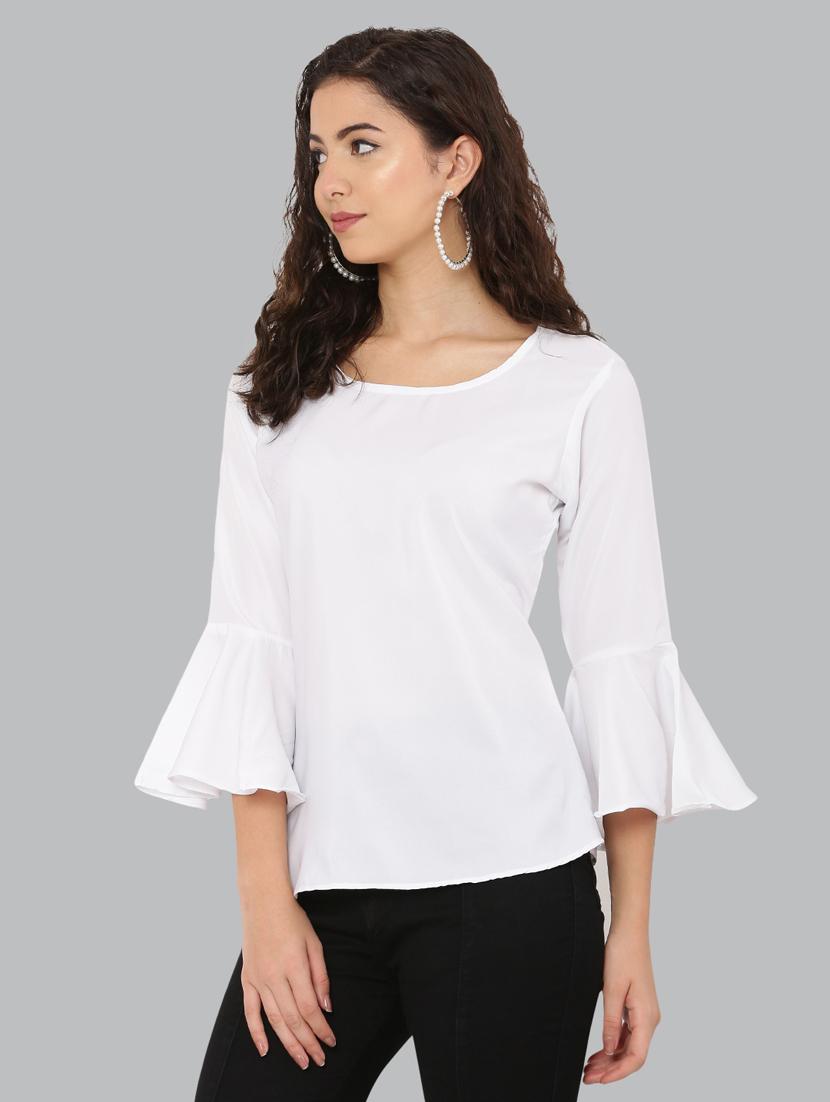 women's straight round neck top - 20056118 - Standard Image - 2