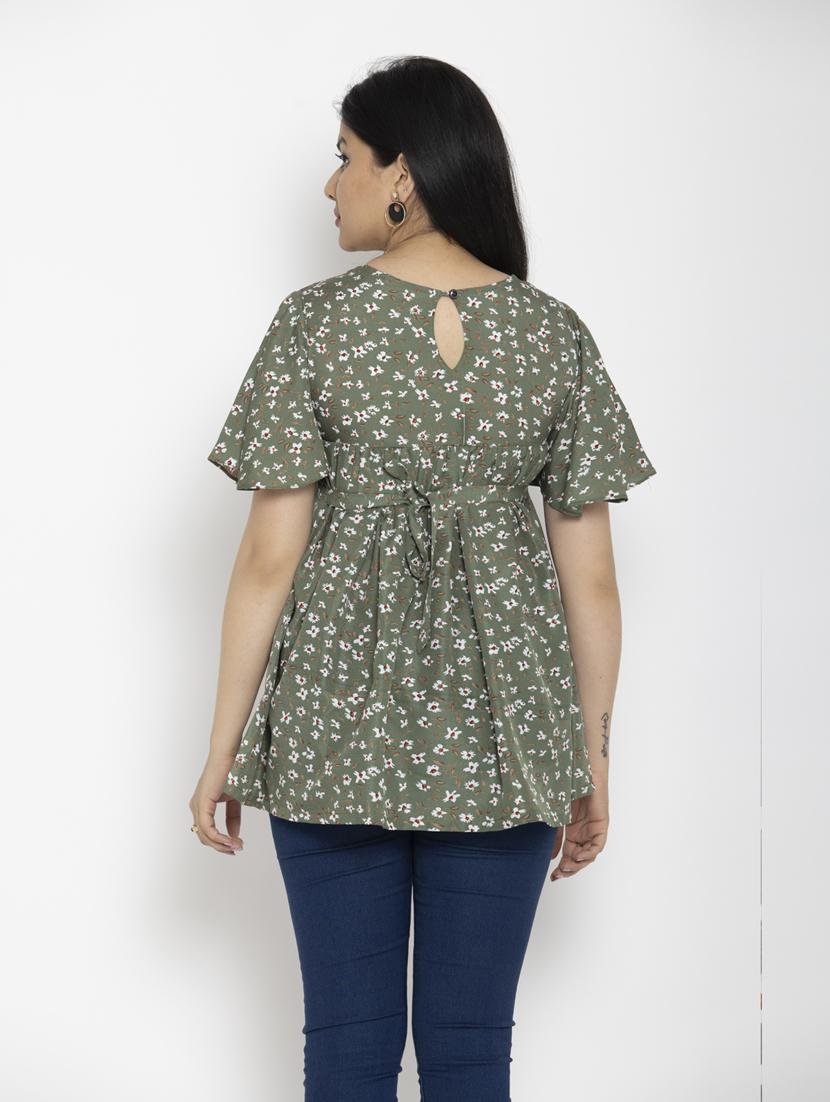 women's peplum round neck top - 20056143 - Standard Image - 2
