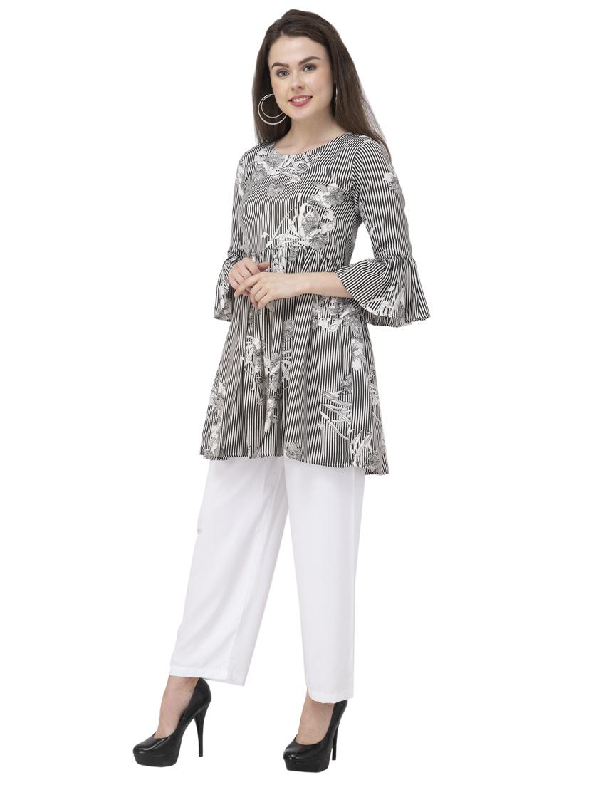 women's peplum round neck top - 20056146 - Standard Image - 2