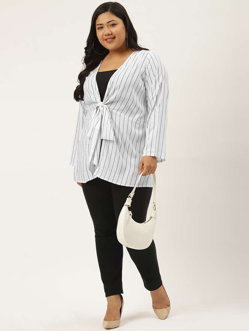 women stripes printed regular shrug - 20056160 - Standard Image - 2