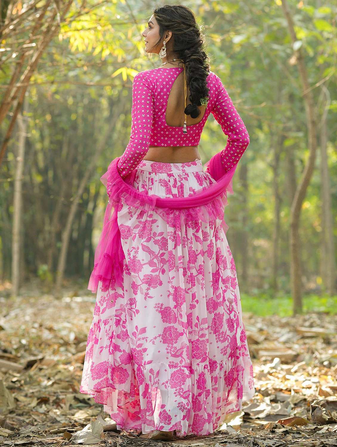 pink stitched flared lehenga - 20056205 -  Standard Image - 2