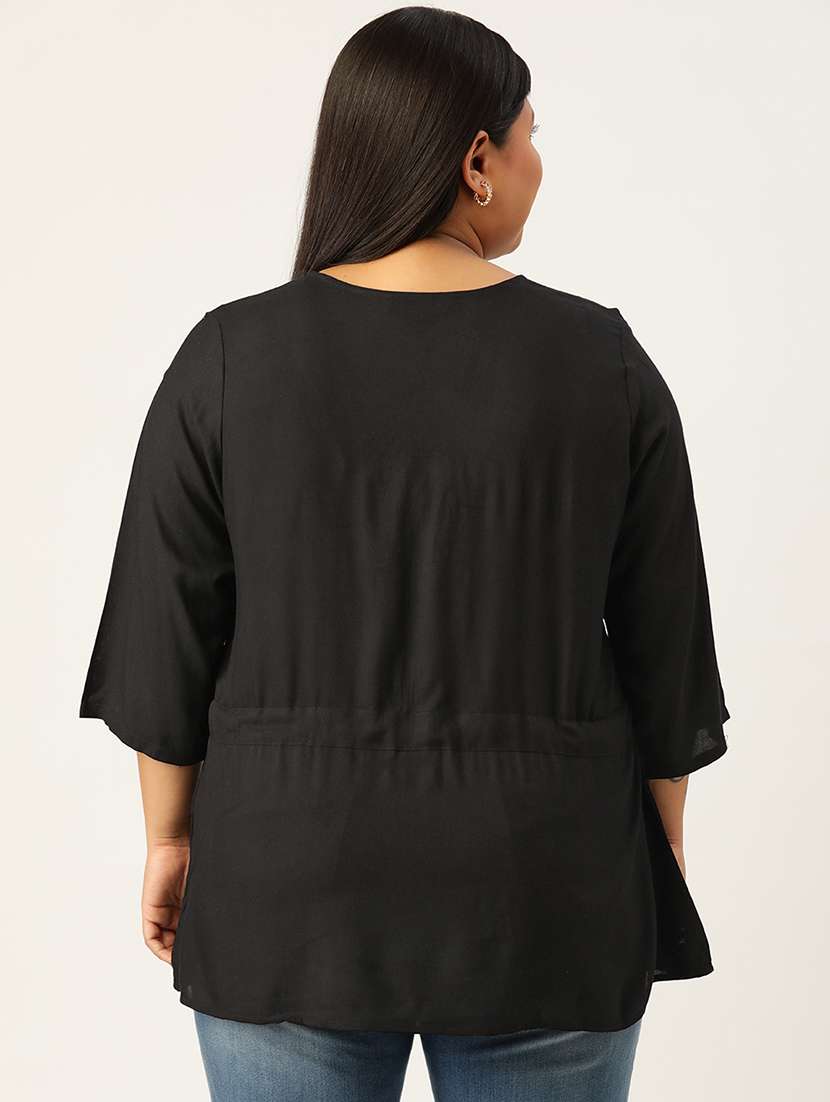 women's a line v neck top - 20056261 - Standard Image - 2